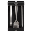 Set de BBQ Black Bull de 3 piezas en acero inoxidable, incluye espátula, pinza y tenedor con mango antideslizante para asados perfectos.-1-2-1-1