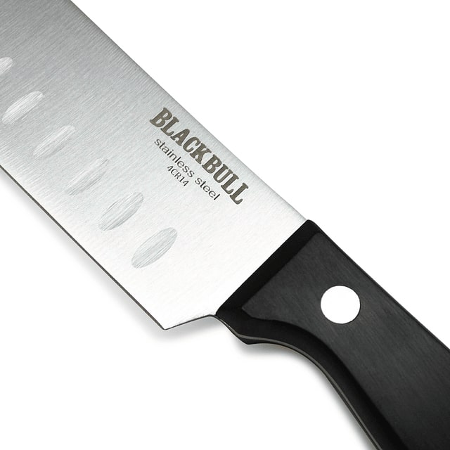 Cuchillo rebanador carnicero Black Bull de 38 cm, acero inoxidable, antiadherente, ideal para cortes precisos de carnes y verduras.-2