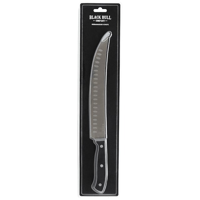 Cuchillo rebanador carnicero Black Bull de 38 cm, acero inoxidable, antiadherente, ideal para cortes precisos de carnes y verduras.-3