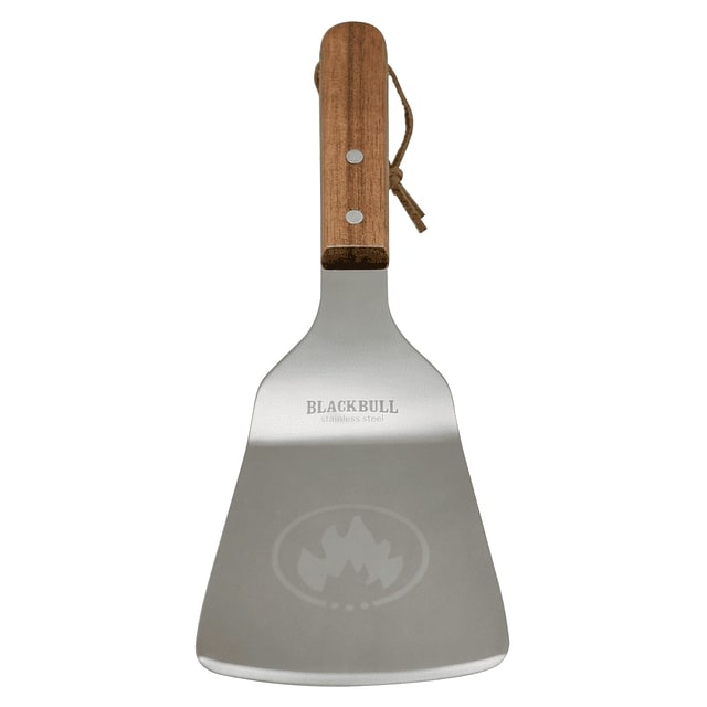 Espátula rígida Black Bull de acero inoxidable, ergonómica y antiadherente, ideal para voltear y mezclar alimentos en la cocina.-1-2-1-1