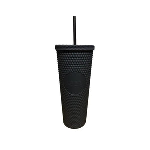 Vaso Tumbler térmico negro de 710 ml, plástico duradero, tapa hermética, ideal para bebidas calientes y frías, perfecto para llevar.-4-4-1-1