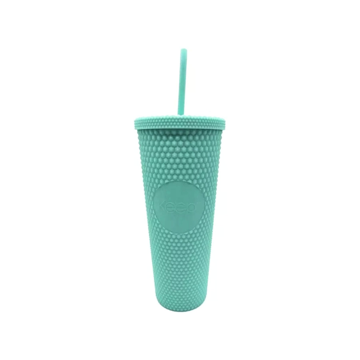 Vaso tumbler térmico turquesa de 710 ml, plástico resistente, tapa hermética y bombilla reutilizable para bebidas calientes y frías.-3