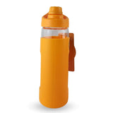 Botella Keep de vidrio templado 470ml con funda de silicona, ideal para deportes y uso diario. Resistente y libre de BPA.-3