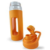 Botella Keep de vidrio templado 470ml con funda de silicona, ideal para deportes y uso diario. Resistente y libre de BPA.-6