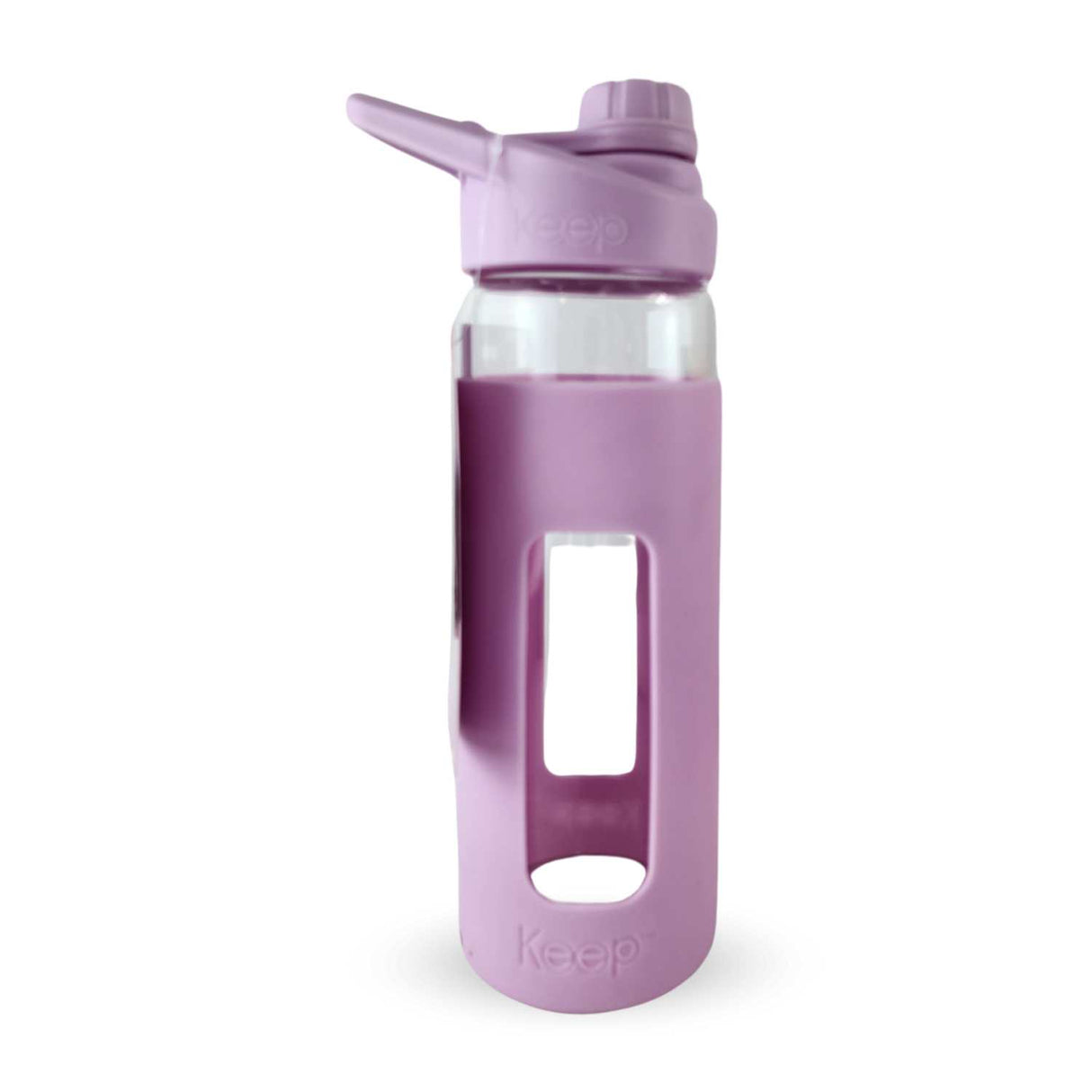 Botella Keep de vidrio templado 470ml con funda de silicona, tapa atornillada y diseño ergonómico, ideal para deportes y uso diario.-3