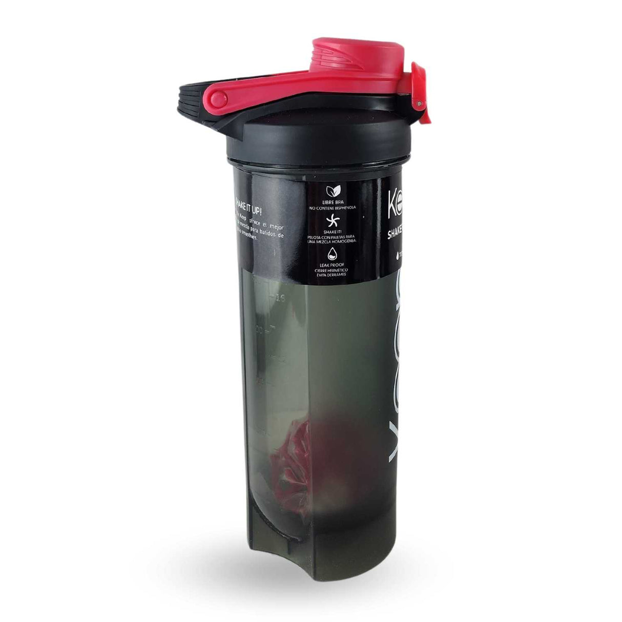 Botella Shaker Keep rosa de 700 ml, plástico libre de BPA, tapa hermética, ideal para mezclar bebidas deportivas y mantenerte hidratado.-3