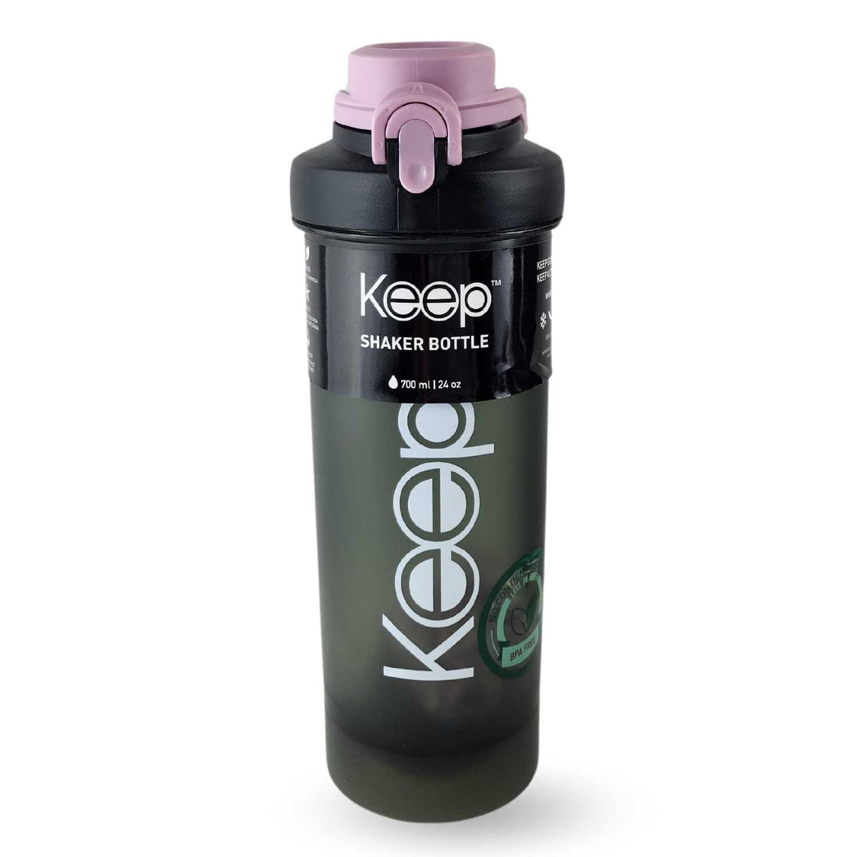 Botella Shaker Keep lila de 700 ml, plástico BPA-free, ideal para mezclar bebidas deportivas y mantener hidratación en el gimnasio.-1-1-1-1