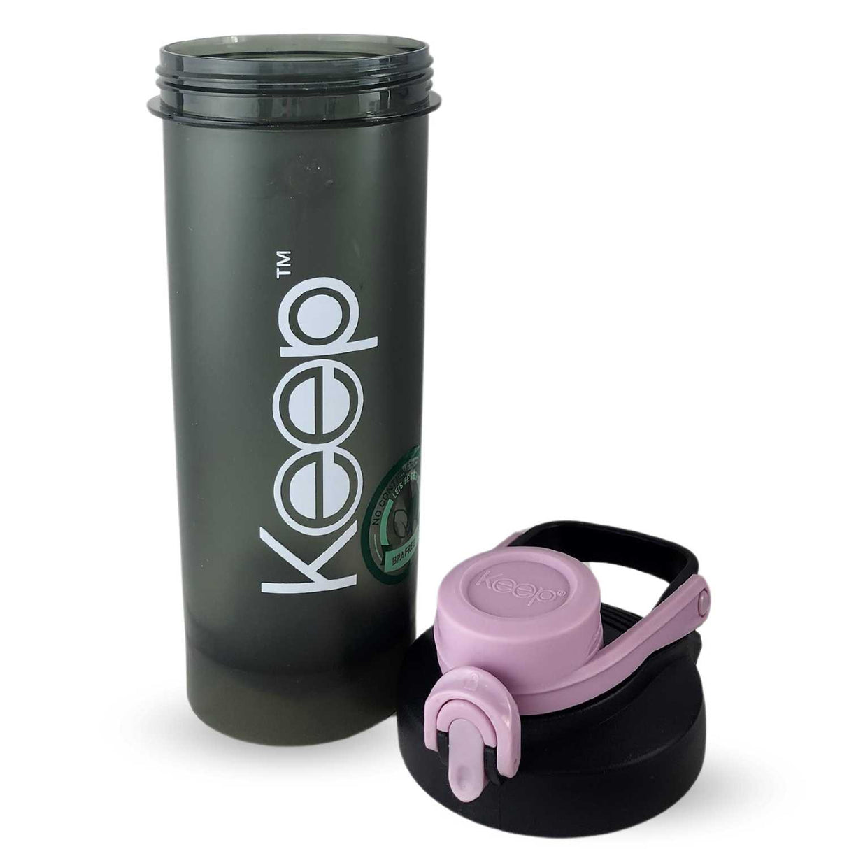 Botella Shaker Keep lila de 700 ml, plástico BPA-free, ideal para mezclar bebidas deportivas y mantener hidratación en el gimnasio.-5