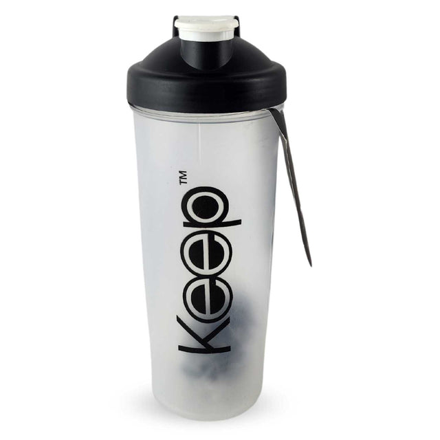 Botella Shaker Keep de 700ml, negra, resistente y libre de BPA, ideal para mezclar proteínas y mantenerte hidratado en el gimnasio.-1