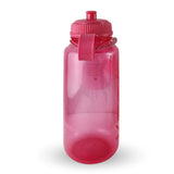 Botella deportiva rosa de 1 litro, fabricada en plástico libre de BPA, con boquilla rebatible y marcador de ml para una hidratación eficiente.-3