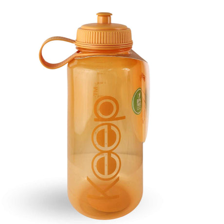 Botella deportiva Keep de 1 litro, color naranja, plástico BPA-free, con boquilla rebatible y marcador de ml, ideal para hidratación en ejercicio.-1