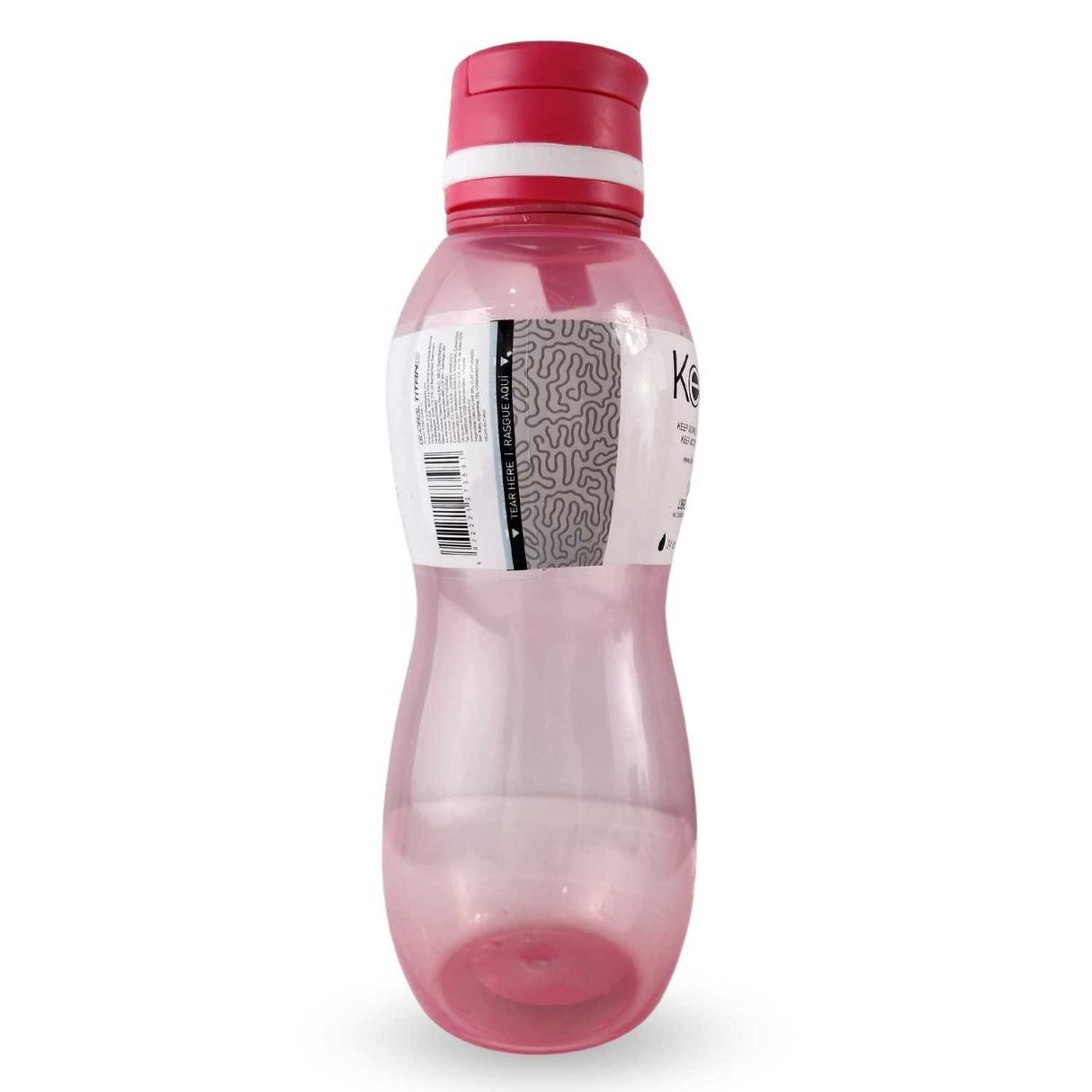 Botella Keep Value de 700ml en silicona rosa, ergonómica y libre de BPA, ideal para jugos y agua, con cierre hermético y diseño portátil.-3