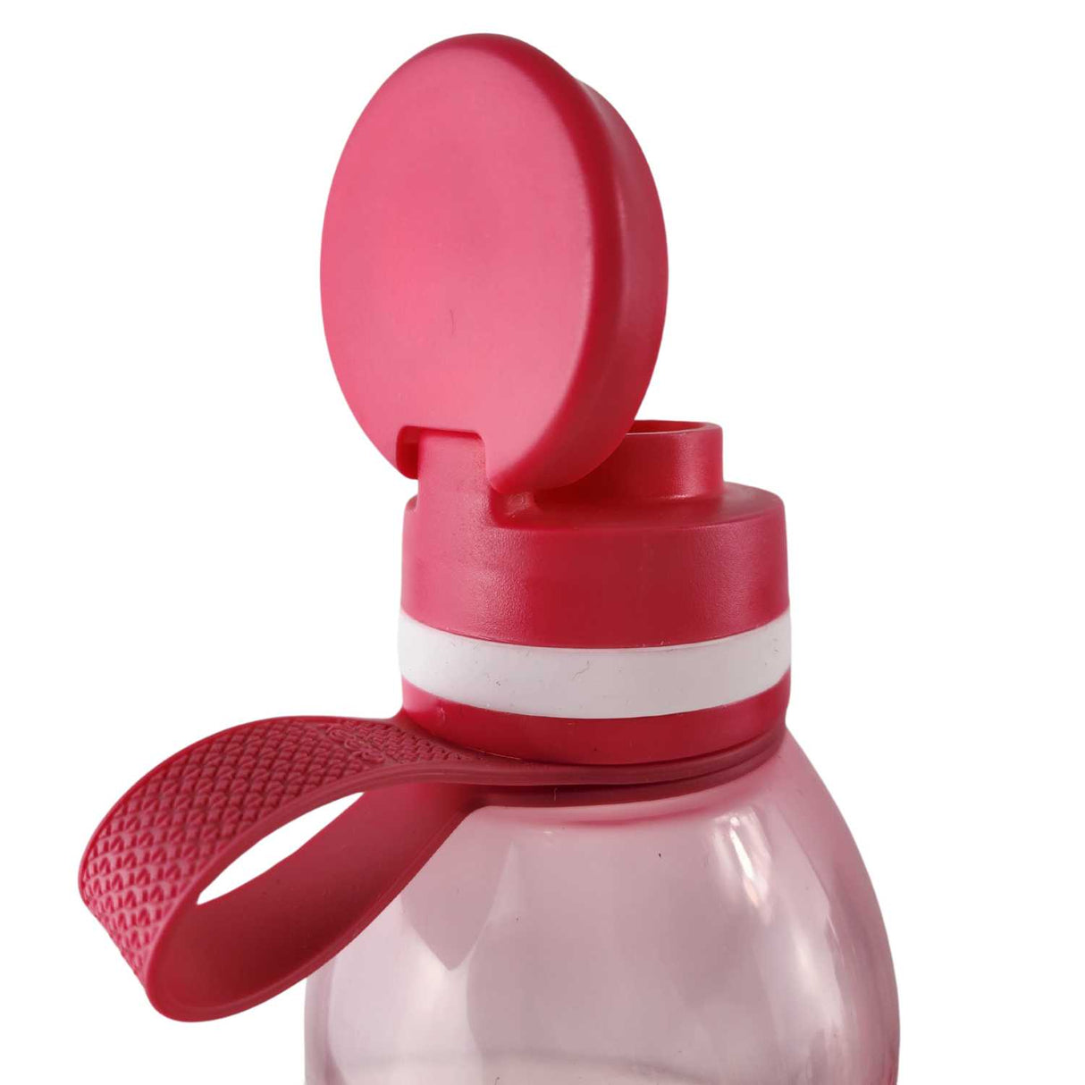 Botella Keep Value de 700ml en silicona rosa, ergonómica y libre de BPA, ideal para jugos y agua, con cierre hermético y diseño portátil.-6