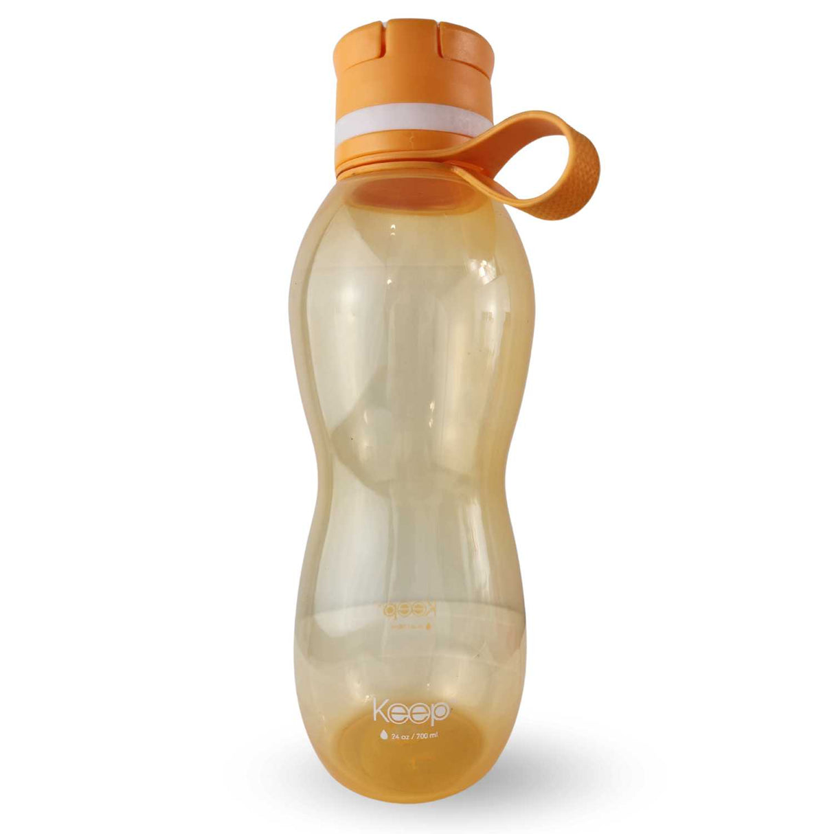 Botella Keep Value de 700ml en silicona naranja, ideal para jugos y agua, con cierre hermético y libre de BPA, perfecta para el gimnasio y oficina.-3