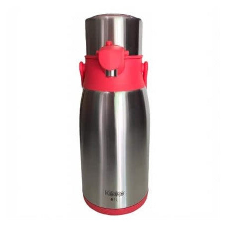 Termo Sifón 3 litros en acero inoxidable y rosa, ideal para mantener bebidas calientes o frías. Perfecto para eventos y actividades al aire libre.-2