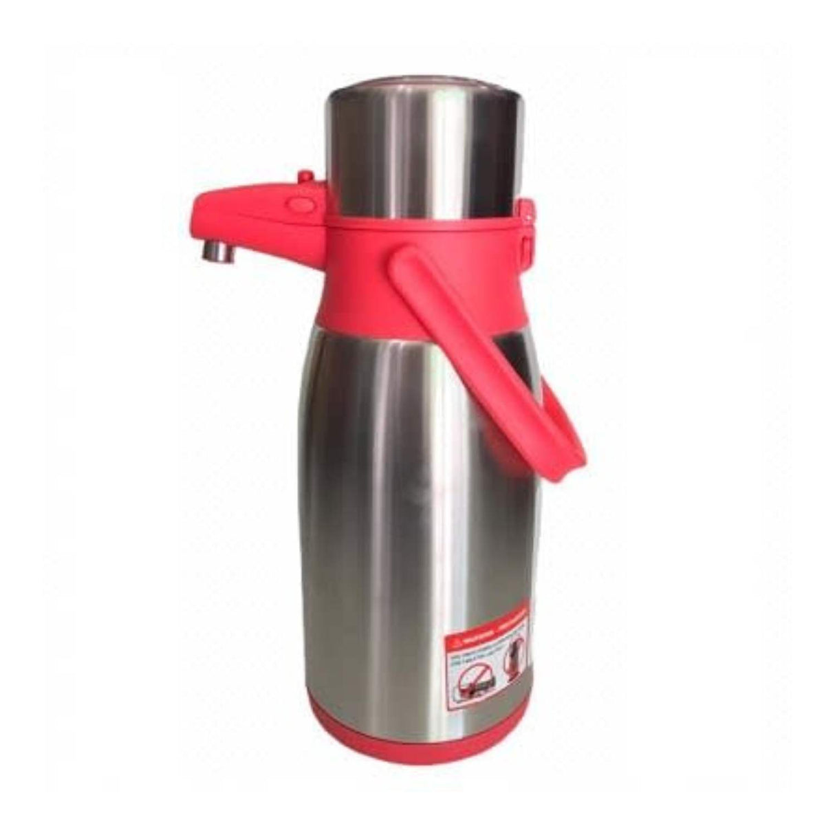 Termo Sifón 3 litros en acero inoxidable y rosa, ideal para mantener bebidas calientes o frías. Perfecto para eventos y actividades al aire libre.-3