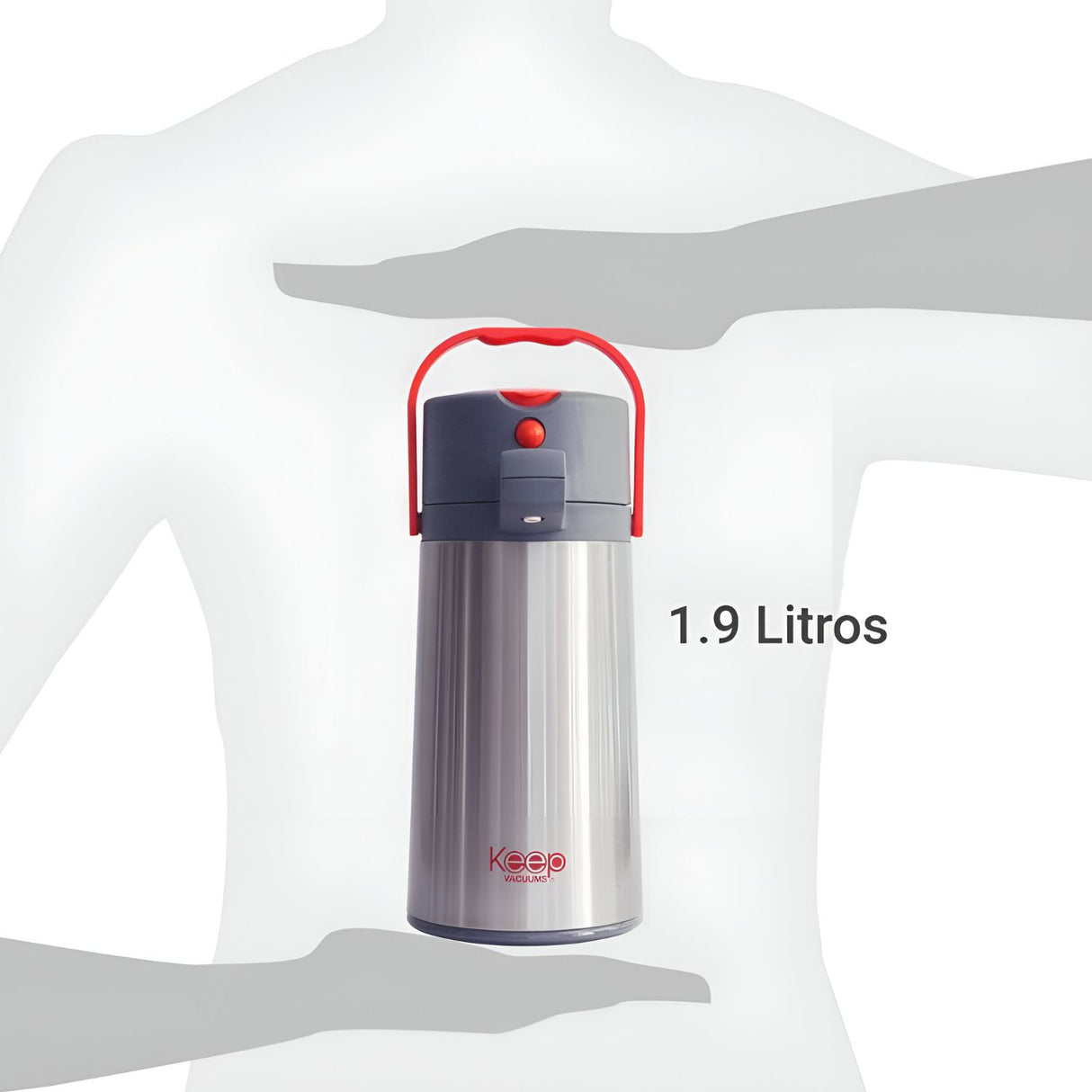 Termo Sifón Keep 1.9LT de acero inoxidable, ideal para mantener bebidas calientes o frías por horas, con diseño elegante y resistente.-2