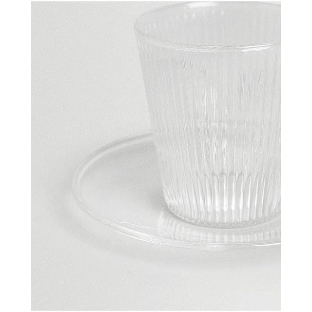 Set de 4 tazas de vidrio transparente para espresso de 110ml con platillos, elegante y resistente, ideal para uso diario y ocasiones especiales.-3