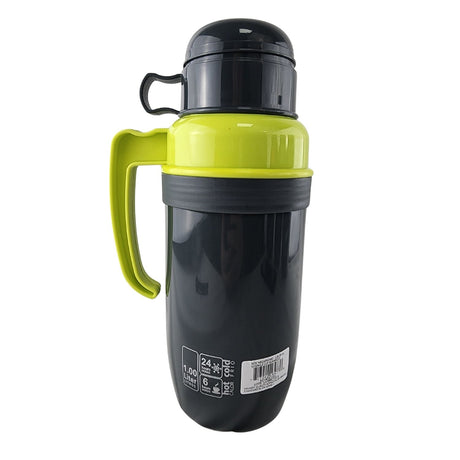 Termo New Mega verde de 1L en acero inoxidable y vidrio, ideal para mantener bebidas calientes o frías por horas, con tapa hermética.-3