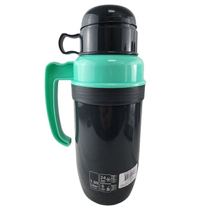 Termo New Mega 1L turquesa de vidrio y acero inoxidable, ideal para mantener líquidos calientes o fríos por horas. Perfecto para viajes.-1-3-1-1