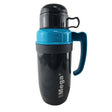 Termo New Mega celeste de 1L, acero inoxidable y vidrio, ideal para mantener bebidas calientes o frías por horas. Perfecto para llevar.-1