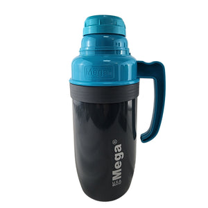 Termo New Mega celeste de 1L, acero inoxidable y vidrio, ideal para mantener bebidas calientes o frías por horas. Perfecto para llevar.-1-4-1-1