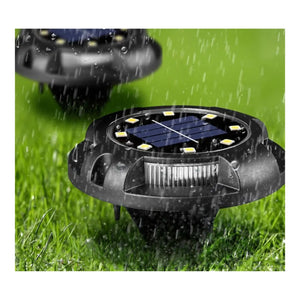 Set 4 Focos 8 Led Luz Solar Con Estaca Piso Jardin Exteriores