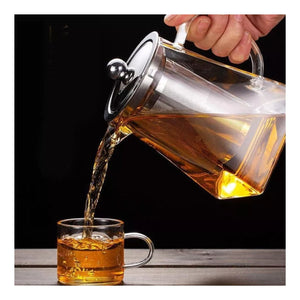 Tetera De Vidrio Infusora Cuadrada Filtro 750mL Cocina Hogar. Diseño elegante y resistente, ideal para preparar tés e infusiones. ¡Compra ahora!-1-3