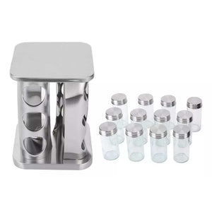 Rack Giratorio 12 Condimenteros Metálico Cuadrado con Frascos. Organización práctica y elegante para especias en tu cocina. ¡Compra ahora!-1-2