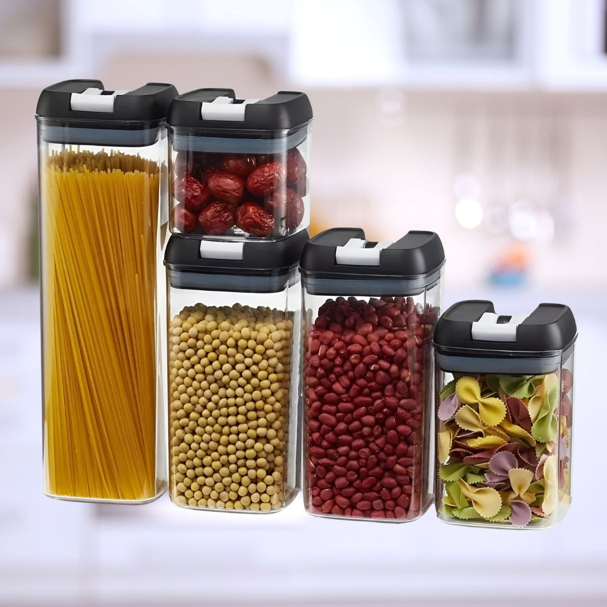 Set 7 Contenedores Pristiko Almacenamiento Cocina. Mantén tus alimentos frescos y organizados. ¡Compra ahora y transforma tu cocina!-2