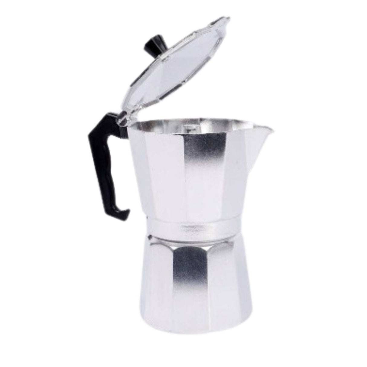 Cafetera Italiana Aluminio 6 Tazas 300mL Clásica 17cm: prepara espresso intenso al estilo tradicional. Ideal para hogar u oficina. ¡Compra ya!-2