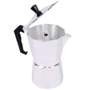 Cafetera Italiana Aluminio 6 Tazas 300mL Clásica 17cm: prepara espresso intenso al estilo tradicional. Ideal para hogar u oficina. ¡Compra ya!-3