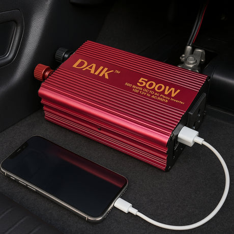 Inversor Voltaje 12V A 220V Auto 500W Corriente Alterna. Ideal para viajes y emergencias. Compacto y seguro. ¡Compra ahora!-2