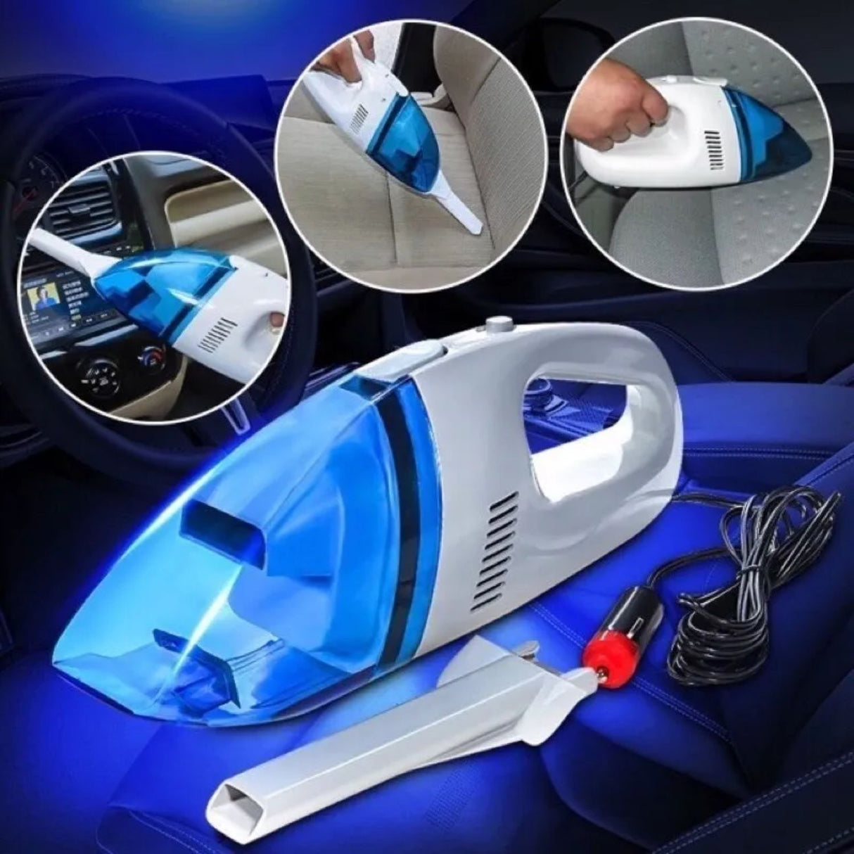 Aspiradora Portatil Autos Azul 12V Limpieza Eficiente. Compacta y potente, ideal para mantener tu auto impecable. ¡Compra ahora!-3