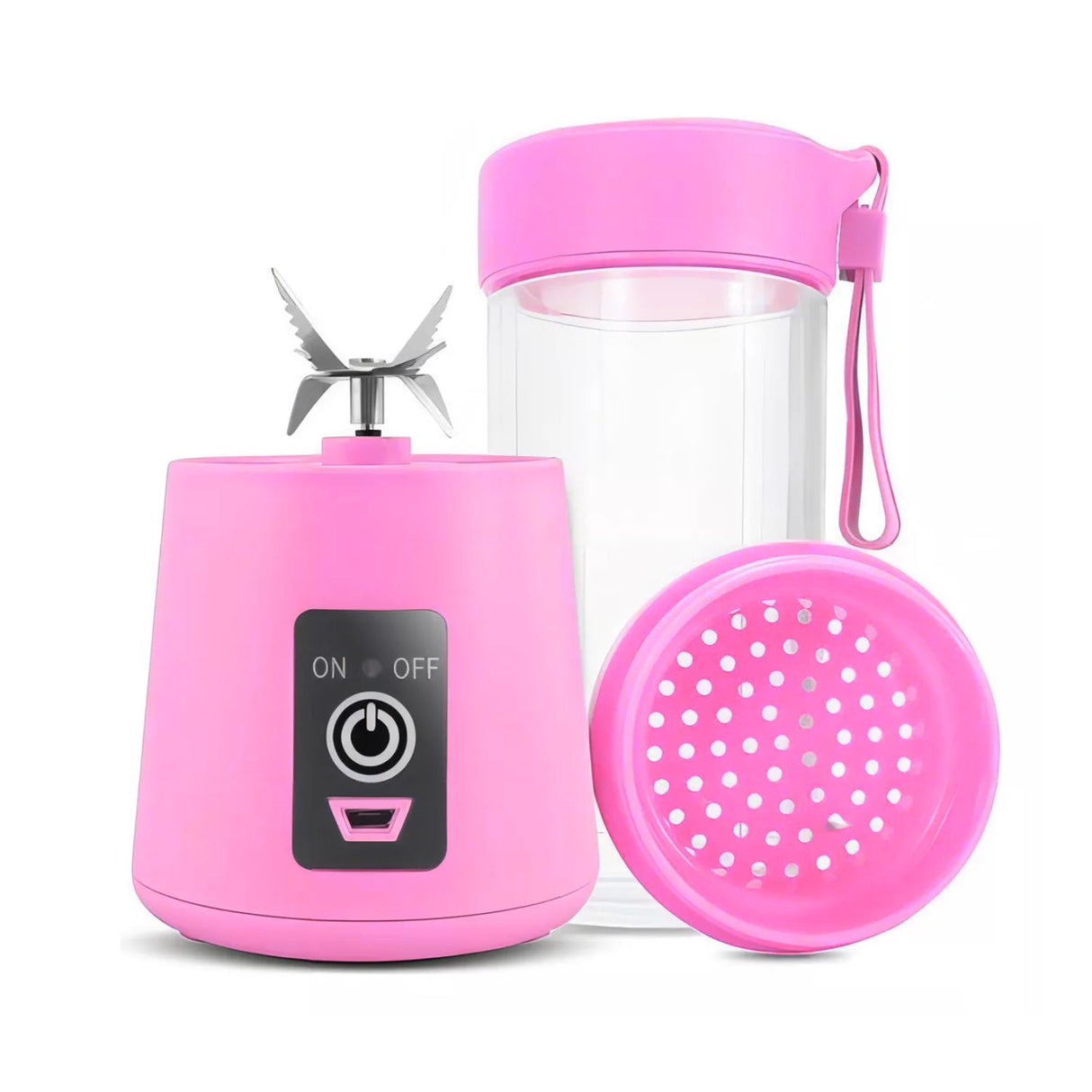 Mini Licuadora Portátil Recargable Rosa USB 380ml Compacta Disfruta de smoothies frescos en cualquier lugar. ¡Compra la tuya y lleva la salud contigo!-2-1
