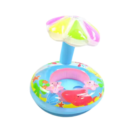 Asiento Bebé Salvavidas Inflable Flotador Celeste Sombrilla. Seguro, cómodo y resistente, ideal para piscinas, playas y lagos. ¡Consíguelo ahora!-1-1