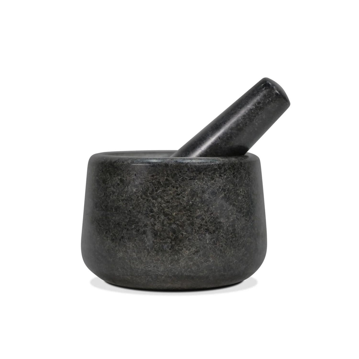 Mortero Marmol Fontina Moledor con Mazo de 12x8cm Negro, ideal para moler especias y hierbas. Mejora tus recetas y adquiere el tuyo hoy mismo.-1