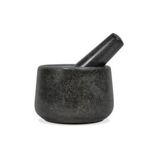 Mortero Marmol Fontina Moledor con Mazo de 12x8cm Negro, ideal para moler especias y hierbas. Mejora tus recetas y adquiere el tuyo hoy mismo.-1