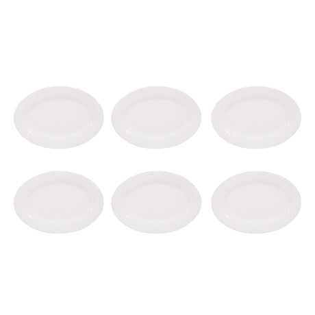 Set De 6 Platos Ovalados De 30.5cm Porcelana Blanca Hallen-1-1