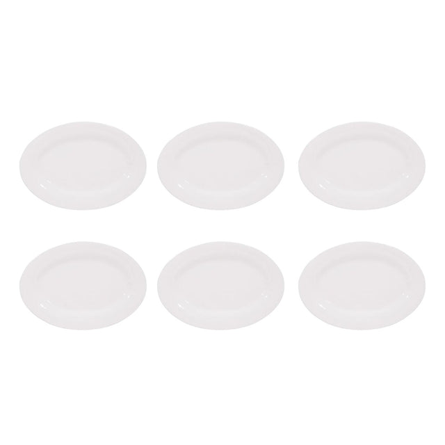 Set De 6 Platos Ovalados De 30.5cm Porcelana Blanca Hallen-1-1