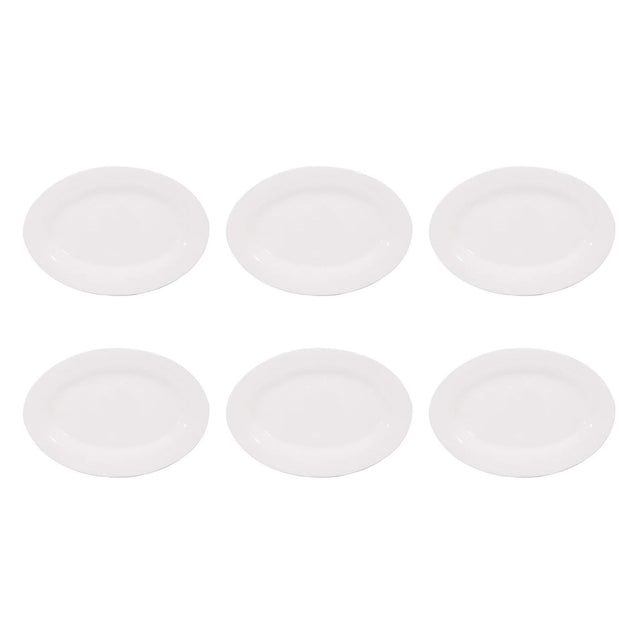 Set De 6 Fuentes Ovaladas 35.5cm Porcelana Blanca Hallen-1-1