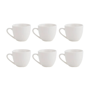Set 6 Tazas De Te Redonda 260mL Porcelana Blanca Hallen-1-1
