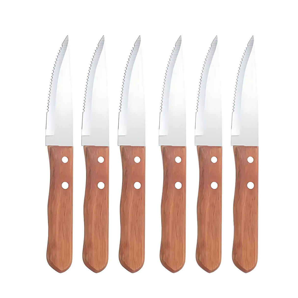 Set 12 Piezas Tenedores Cuchillos Parrilleros Mango Madera Mejora tu experiencia de parrilla con este set elegante y funcional. ¡Haz tu pedido ahora!-3