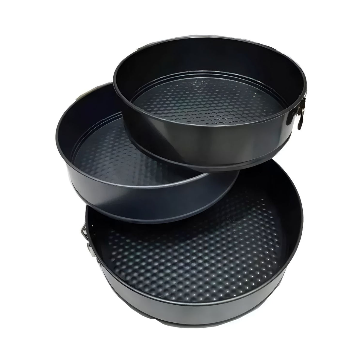 Set de 3 moldes desmontables antiadherentes de 24, 26 y 28 cm. Resistentes hasta 230°C, ideales para repostería y cocina profesional. ¡Haz postres perfectos!-2