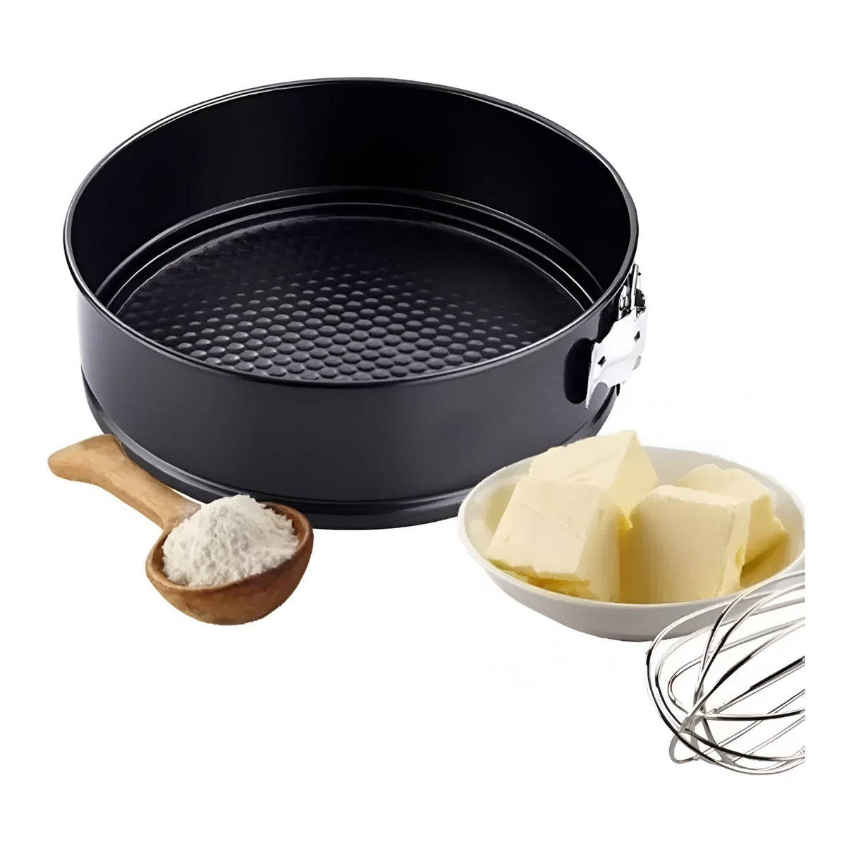 Set de 3 moldes desmontables antiadherentes de 24, 26 y 28 cm. Resistentes hasta 230°C, ideales para repostería y cocina profesional. ¡Haz postres perfectos!-3