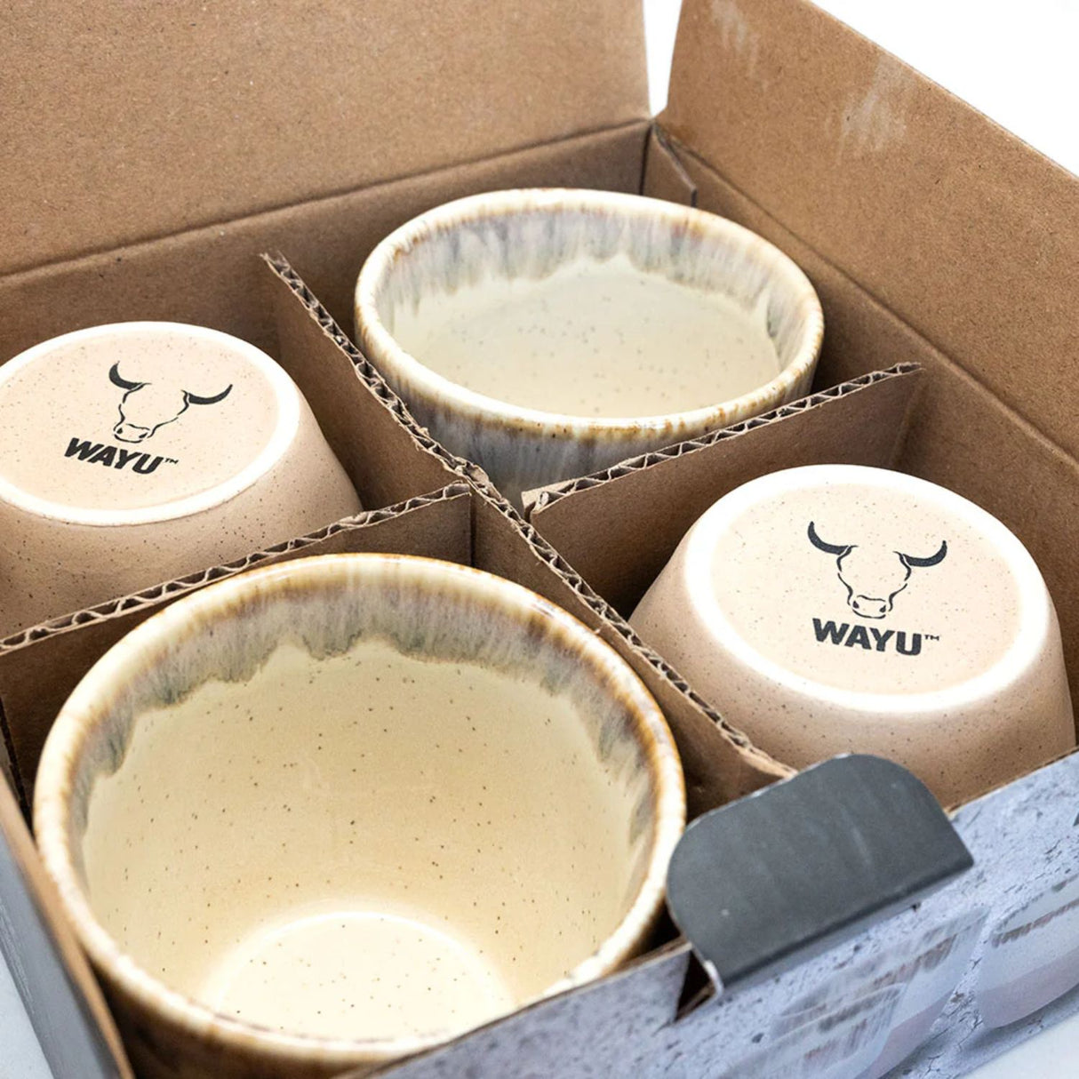 Set 4 Vasos Ceramica Artesanal de 170 Ml Menaje Cocina Wayu