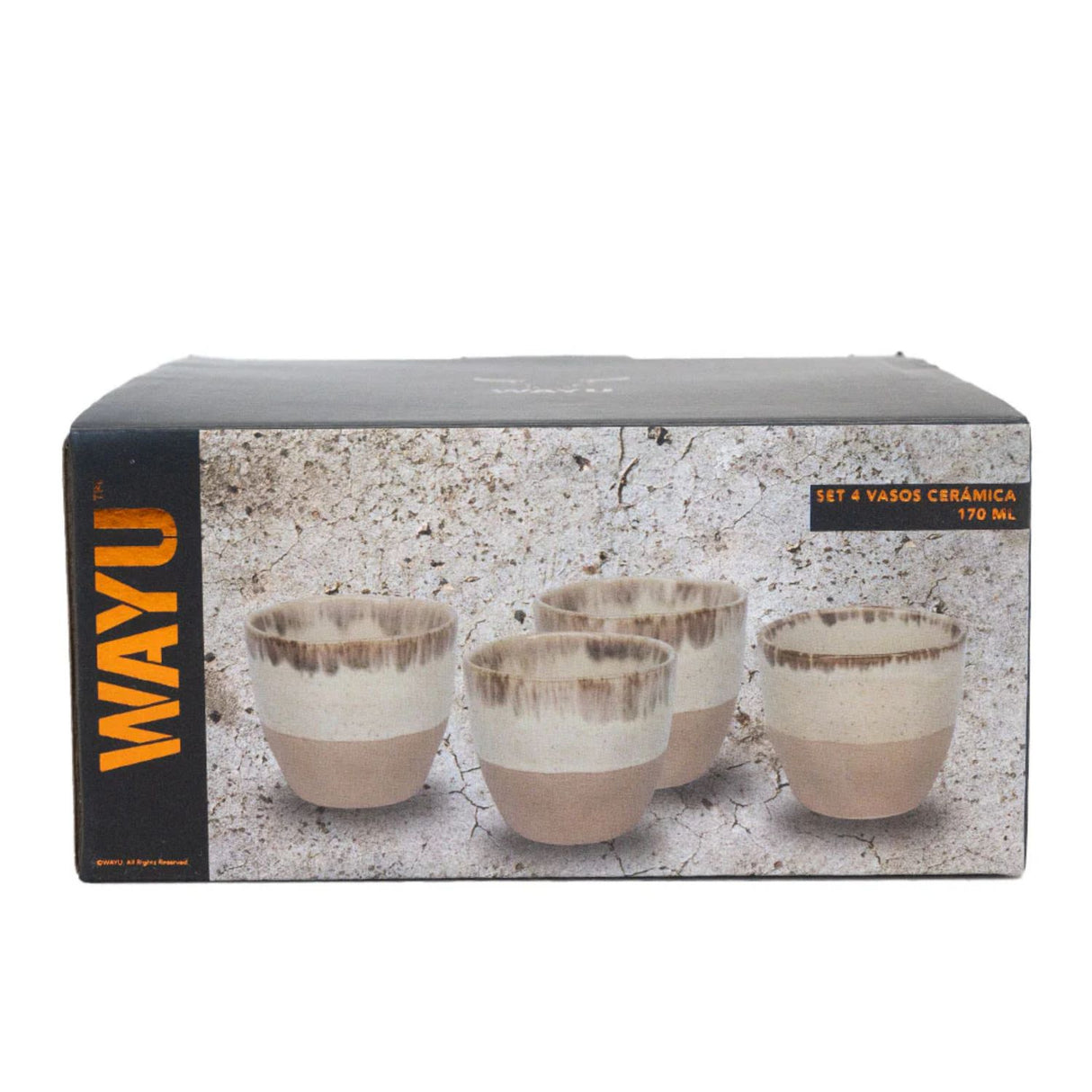 Set 4 Vasos Ceramica Artesanal de 170 Ml Menaje Cocina Wayu