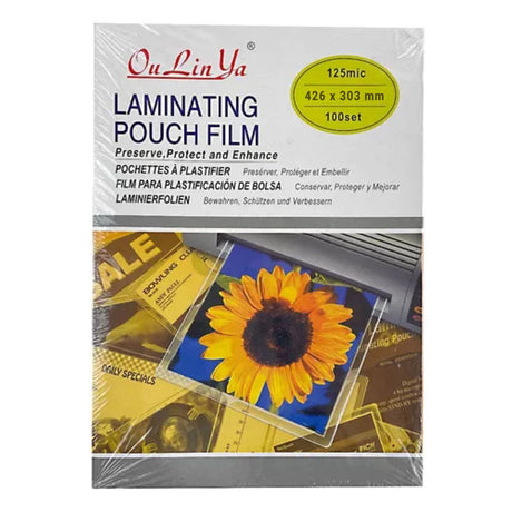 Pack 100 Laminas Termolaminadora 125mic 426x303mm Calidad Protege tus documentos con calidad profesional. Compra ahora y mantén tus recuerdos intactos.-1