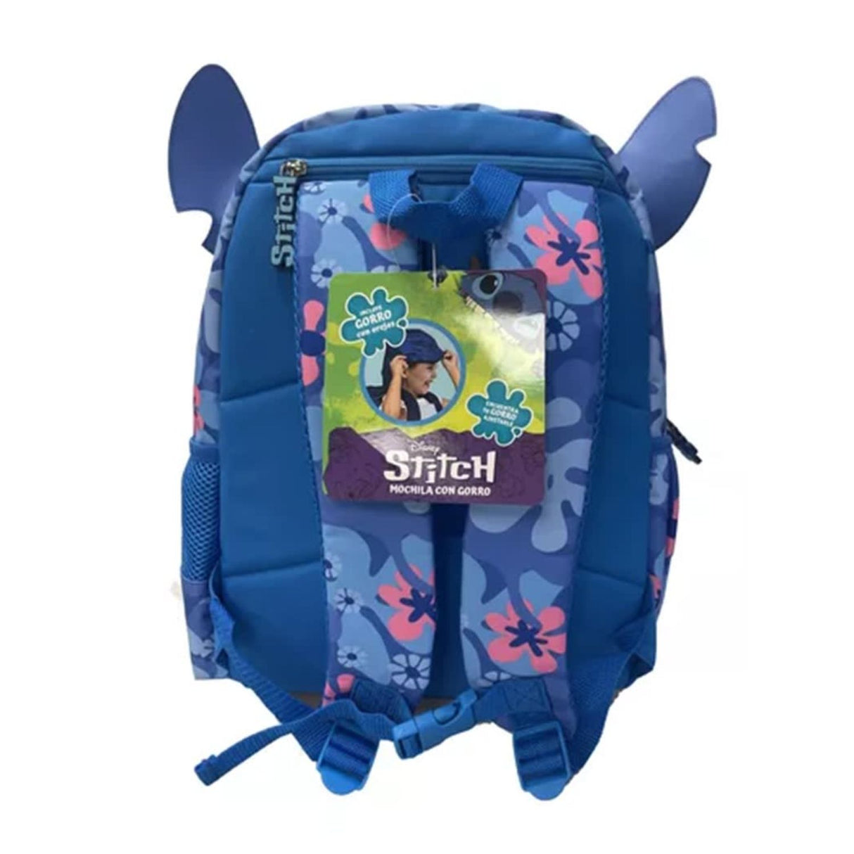 Mochila Infantil Diseño Personaje Orejas 3D Azul Flores