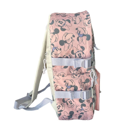 Mochila Infantil Estampado Dibujos Animados Rosa Gris